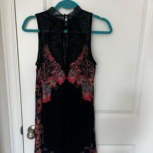 Free People Black Maxi Dress with Red and Blue Accents​